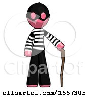 Poster, Art Print Of Pink Thief Man Standing With Hiking Stick
