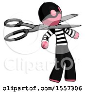 Poster, Art Print Of Pink Thief Man Scissor Beheading Office Worker Execution