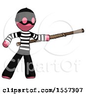 Poster, Art Print Of Pink Thief Man Bo Staff Pointing Right Kung Fu Pose