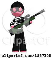 Poster, Art Print Of Pink Thief Man Holding Sniper Rifle Gun