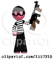 Poster, Art Print Of Pink Thief Man Holding Tommygun