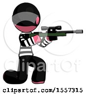 Poster, Art Print Of Pink Thief Man Kneeling Shooting Sniper Rifle