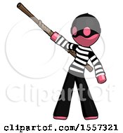 Pink Thief Man Bo Staff Pointing Up Pose