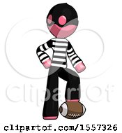 Pink Thief Man Standing With Foot On Football