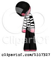 Pink Thief Man Depressed With Head Down Turned Left