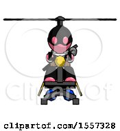 Poster, Art Print Of Pink Thief Man Flying In Gyrocopter Front View