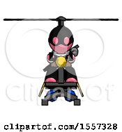 Pink Thief Man Flying In Gyrocopter Front View