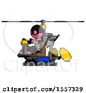 Poster, Art Print Of Pink Thief Man Flying In Gyrocopter Front Side Angle View