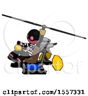 Poster, Art Print Of Pink Thief Man Flying In Gyrocopter Front Side Angle Top View