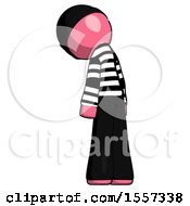 Poster, Art Print Of Pink Thief Man Depressed With Head Down Back To Viewer Left