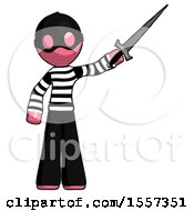 Poster, Art Print Of Pink Thief Man Holding Sword In The Air Victoriously