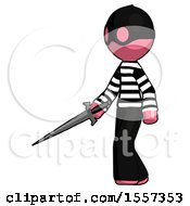 Poster, Art Print Of Pink Thief Man With Sword Walking Confidently