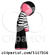 Poster, Art Print Of Pink Thief Man Depressed With Head Down Back To Viewer Right