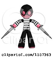Pink Thief Man Two Sword Defense Pose
