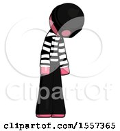 Pink Thief Man Depressed With Head Down Turned Right