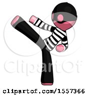 Pink Thief Man Ninja Kick Left