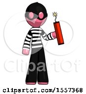Poster, Art Print Of Pink Thief Man Holding Dynamite With Fuse Lit
