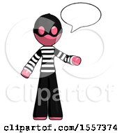 Poster, Art Print Of Pink Thief Man With Word Bubble Talking Chat Icon
