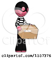 Poster, Art Print Of Pink Thief Man Holding Package To Send Or Recieve In Mail