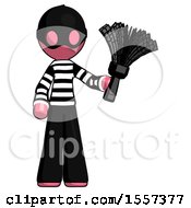 Poster, Art Print Of Pink Thief Man Holding Feather Duster Facing Forward
