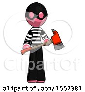 Poster, Art Print Of Pink Thief Man Holding Red Fire Fighters Ax