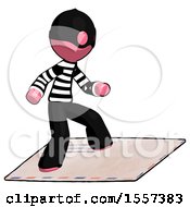 Poster, Art Print Of Pink Thief Man On Postage Envelope Surfing