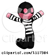 Poster, Art Print Of Pink Thief Man Jumping Or Kneeling With Gladness