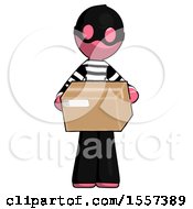 Poster, Art Print Of Pink Thief Man Holding Box Sent Or Arriving In Mail