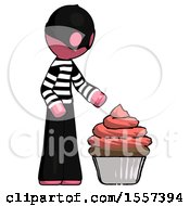 Poster, Art Print Of Pink Thief Man With Giant Cupcake Dessert