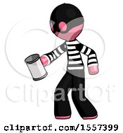 Poster, Art Print Of Pink Thief Man Begger Holding Can Begging Or Asking For Charity Facing Left