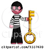 Poster, Art Print Of Pink Thief Man Holding Key Made Of Gold