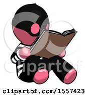 Poster, Art Print Of Pink Thief Man Reading Book While Sitting Down