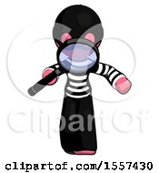 Pink Thief Man Looking Down Through Magnifying Glass