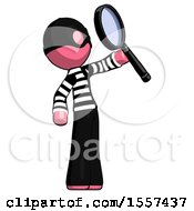 Poster, Art Print Of Pink Thief Man Inspecting With Large Magnifying Glass Facing Up