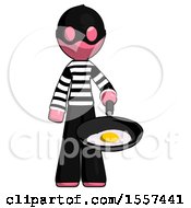 Pink Thief Man Frying Egg In Pan Or Wok