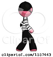 Poster, Art Print Of Pink Thief Man Walking Right Side View