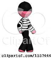 Poster, Art Print Of Pink Thief Man Walking Away Direction Right View