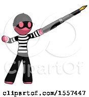 Poster, Art Print Of Pink Thief Man Pen Is Mightier Than The Sword Calligraphy Pose