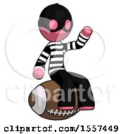 Poster, Art Print Of Pink Thief Man Sitting On Giant Football