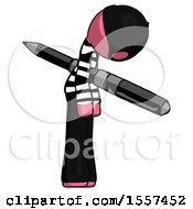 Pink Thief Man Impaled Through Chest With Giant Pen