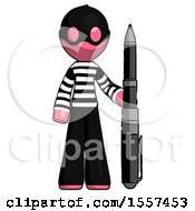 Pink Thief Man Holding Large Pen