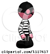 Poster, Art Print Of Pink Thief Man Kneeling Angle View Right