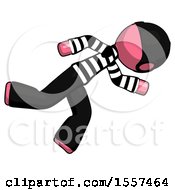 Poster, Art Print Of Pink Thief Man Running While Falling Down