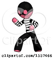 Pink Thief Man Martial Arts Defense Pose Left