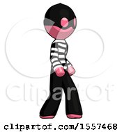 Poster, Art Print Of Pink Thief Man Walking Turned Right Front View