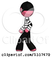 Poster, Art Print Of Pink Thief Man Walking Left Side View