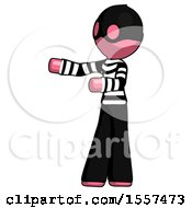 Poster, Art Print Of Pink Thief Man Presenting Something To His Right