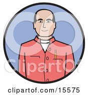 Caucasian Businessman Dressed In A Casual Red Shirt With A Pencil In The Pocket Clipart Illustration by Andy Nortnik