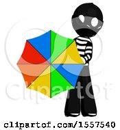 Ink Thief Man Holding Rainbow Umbrella Out To Viewer