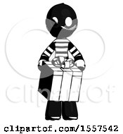 Ink Thief Man Gifting Present With Large Bow Front View
